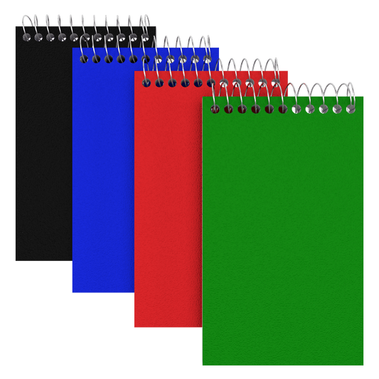 Pressboard Memo Pad - Top Spiral, 5 X 3 Inches, 320 (4 Pads Of 80) Sheets, Assorted Colors, 4 Pack