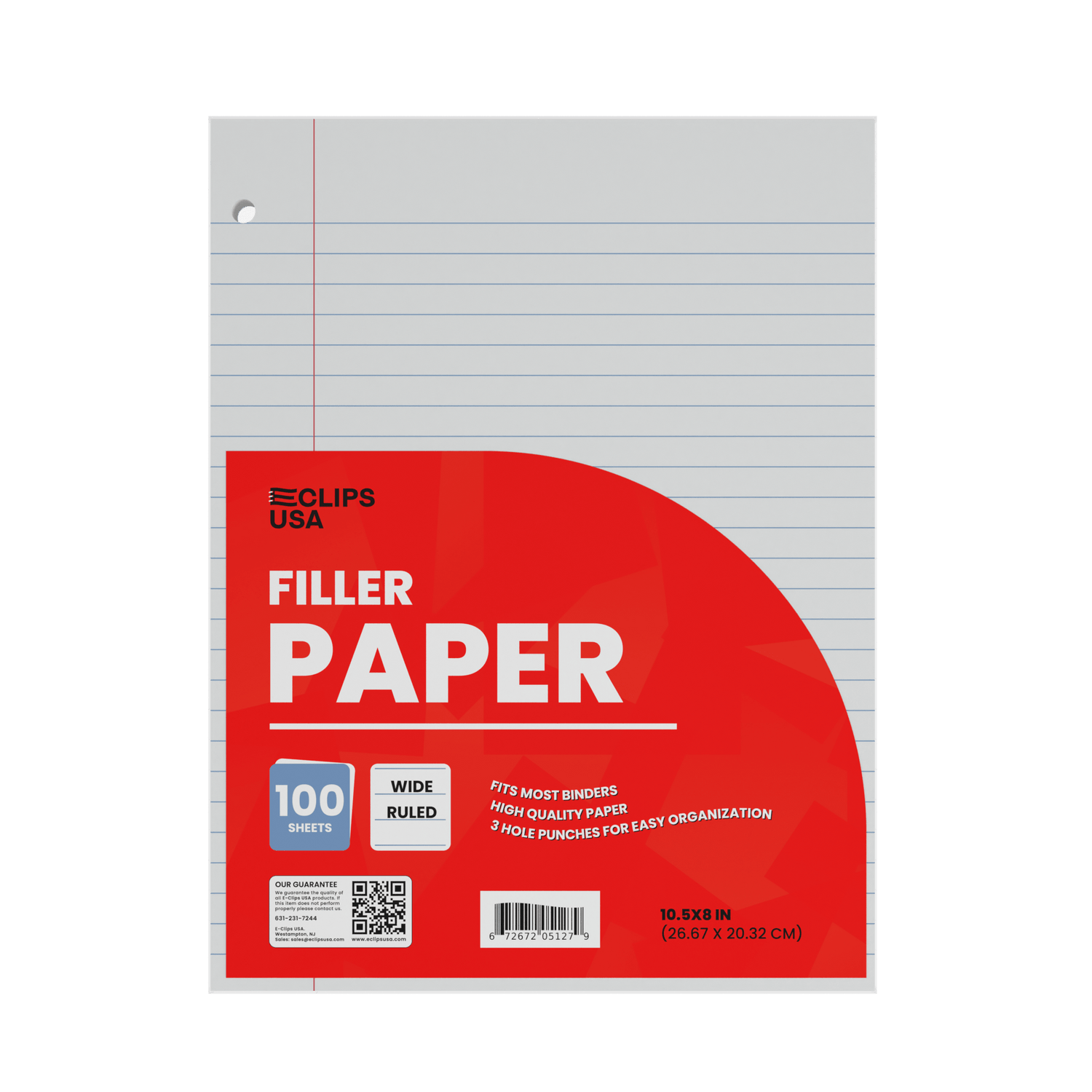 Front facing image of Wide-Ruled Filler Paper.