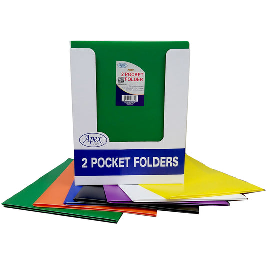 06782: Assorted Color Matte Finish Poly Folders, No Holes