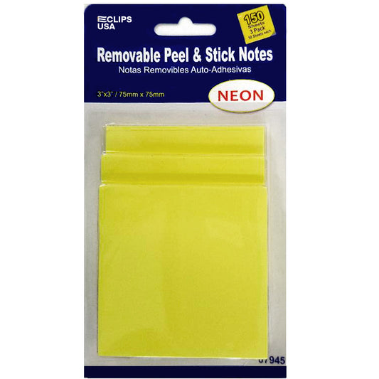 07945: Neon Sticky Pads, 3pk, 50 Sheets Each