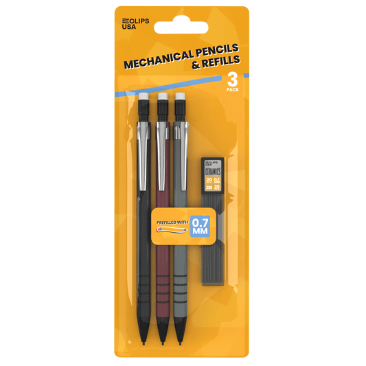 Mechanical Pencil Starter Kit - Prefilled Pencils, Includes 12 Pieces Of 0.7 Mm Lead Refills, 3 Pack
