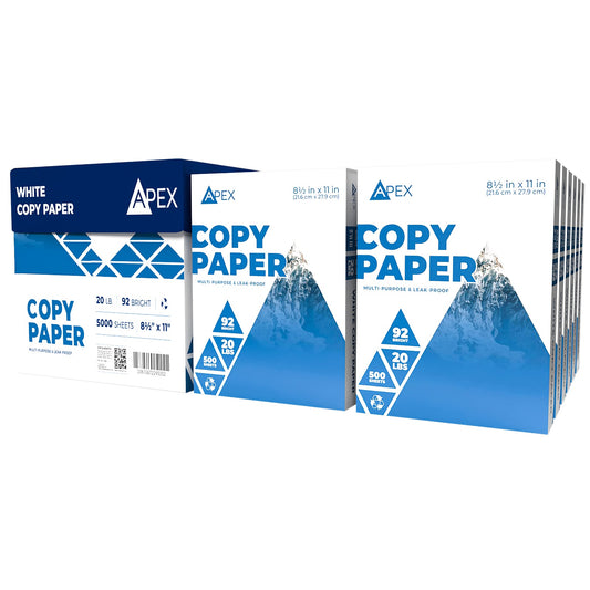Copy Paper, 8 1/2" x 11", White 10 Reams 5000 Sheets