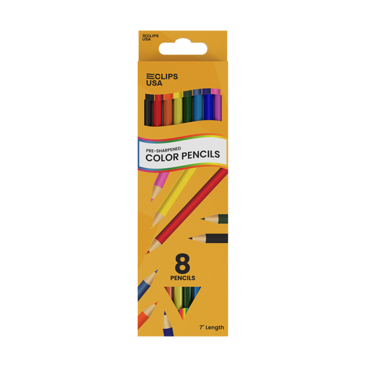 8 Count Pack, Pre-Sharpened, Multi-Colors, Coloring Pencils