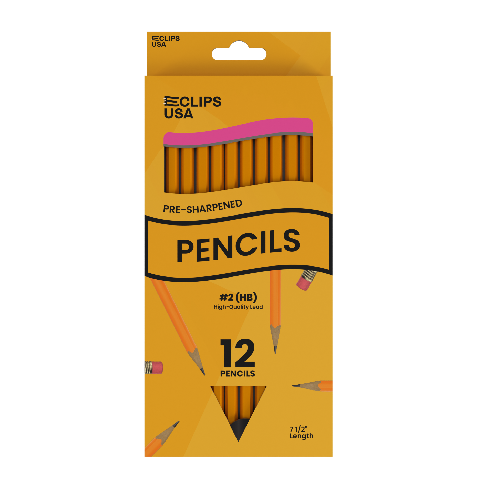 2hb Pencils Pre Sharpened Yellow 12 Pack Units 80 E Clips Usa