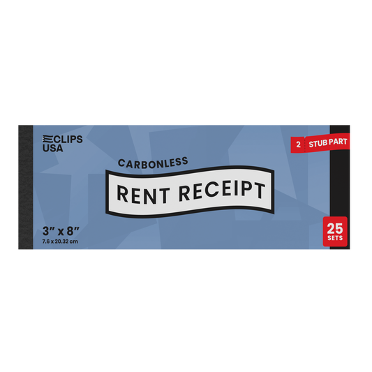 22364: Pack of 50 White Carbonless Rent Receipt Books (3x8)
