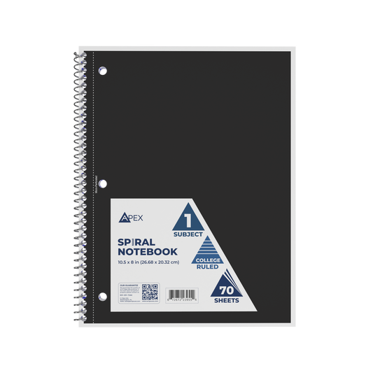 23955: 1 Subject Assorted Spiral Notebooks, College-Ruled 70 Sheets