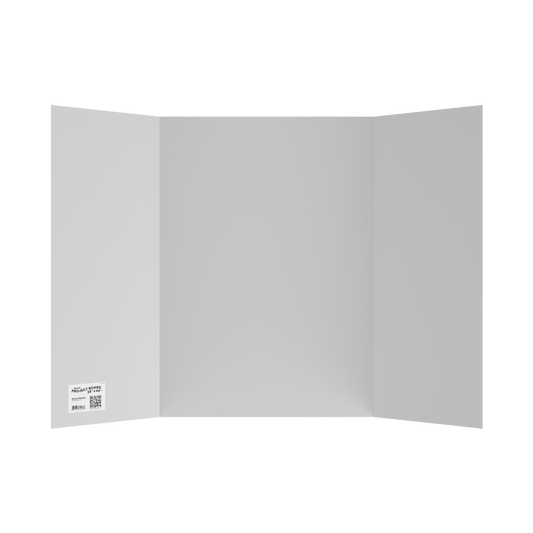 Front facing image of White Tri-Fold Display Board.