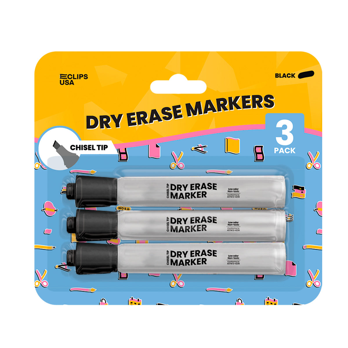 Chisel-Tip Black Dry-Erase Markers in Bulk – E-Clips USA