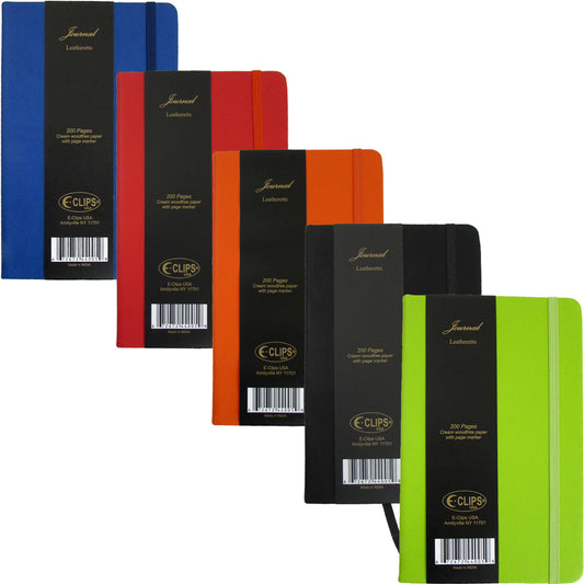 44005: Leatherette Journal - 200 Sheets, Assorted Colors, 5X7