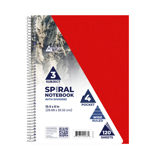 44433: 3 Subject Poly Notebook Wide-Ruled, 120 Sheets