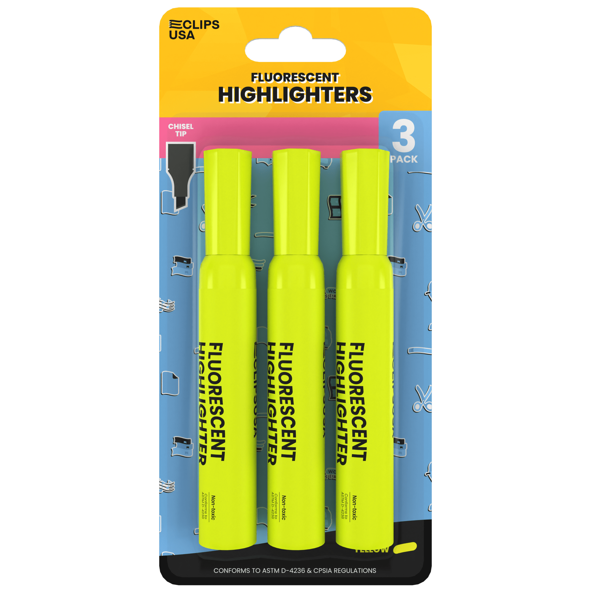 108 Count: E-Clips USA Fluorescent Highlighter Pen