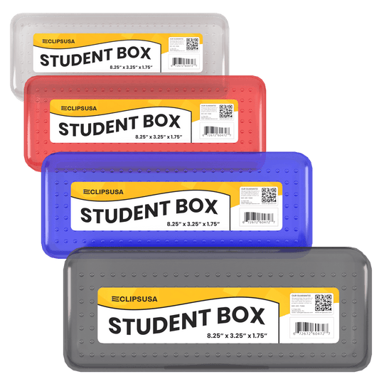 Clear Plastic Student Storage Box - Small Pencil Box, Assorted Colors, 8.25 X 3.25 X 1.75 Inches
