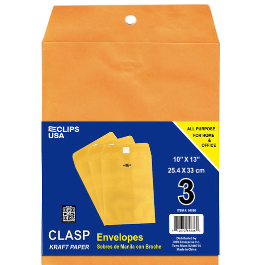 84886: Manila Clasp Envelopes, 10x13, 3 Pack
