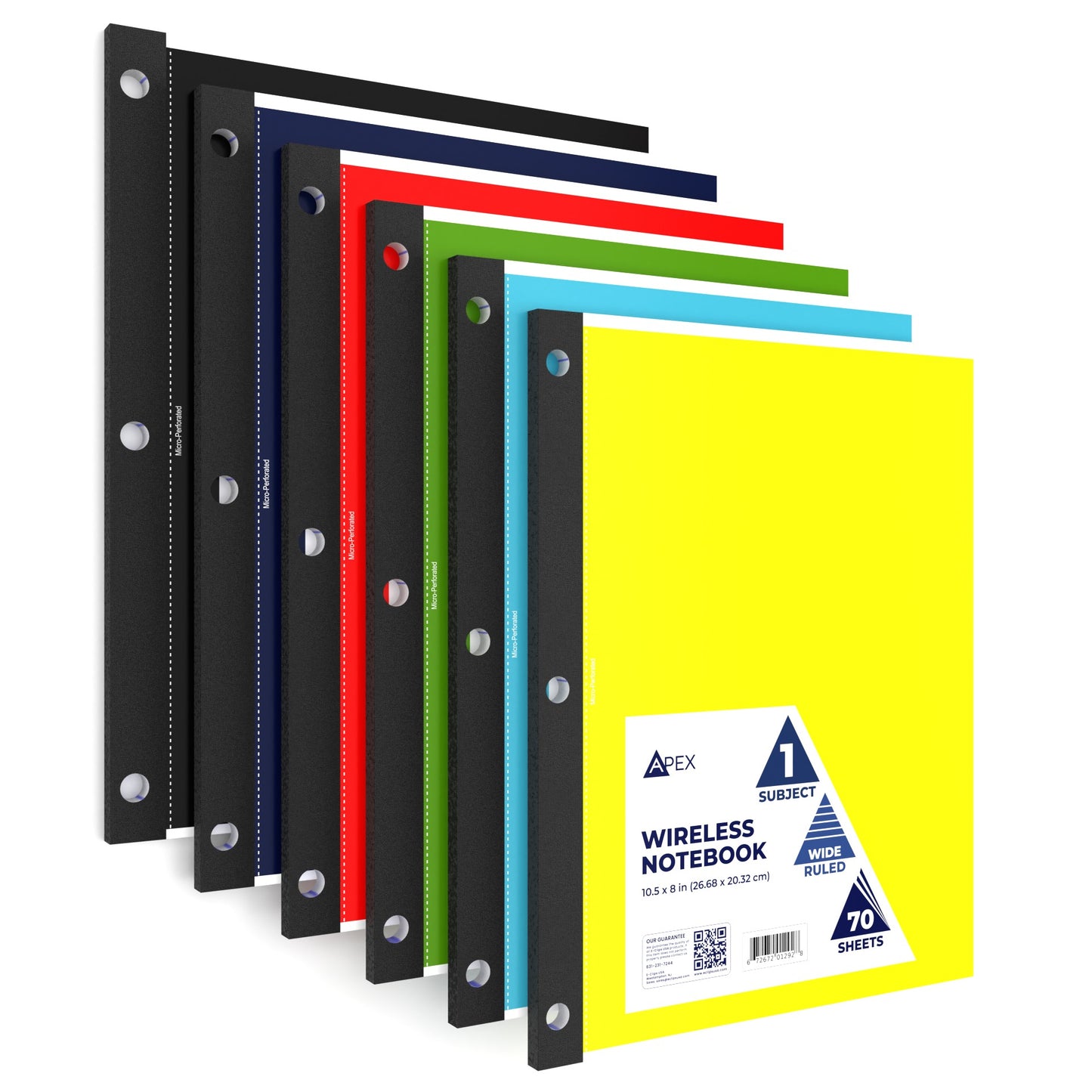 Wireless 1 Subject Notebook, Assorted Colors, 70 Sheets, Subject Notebook