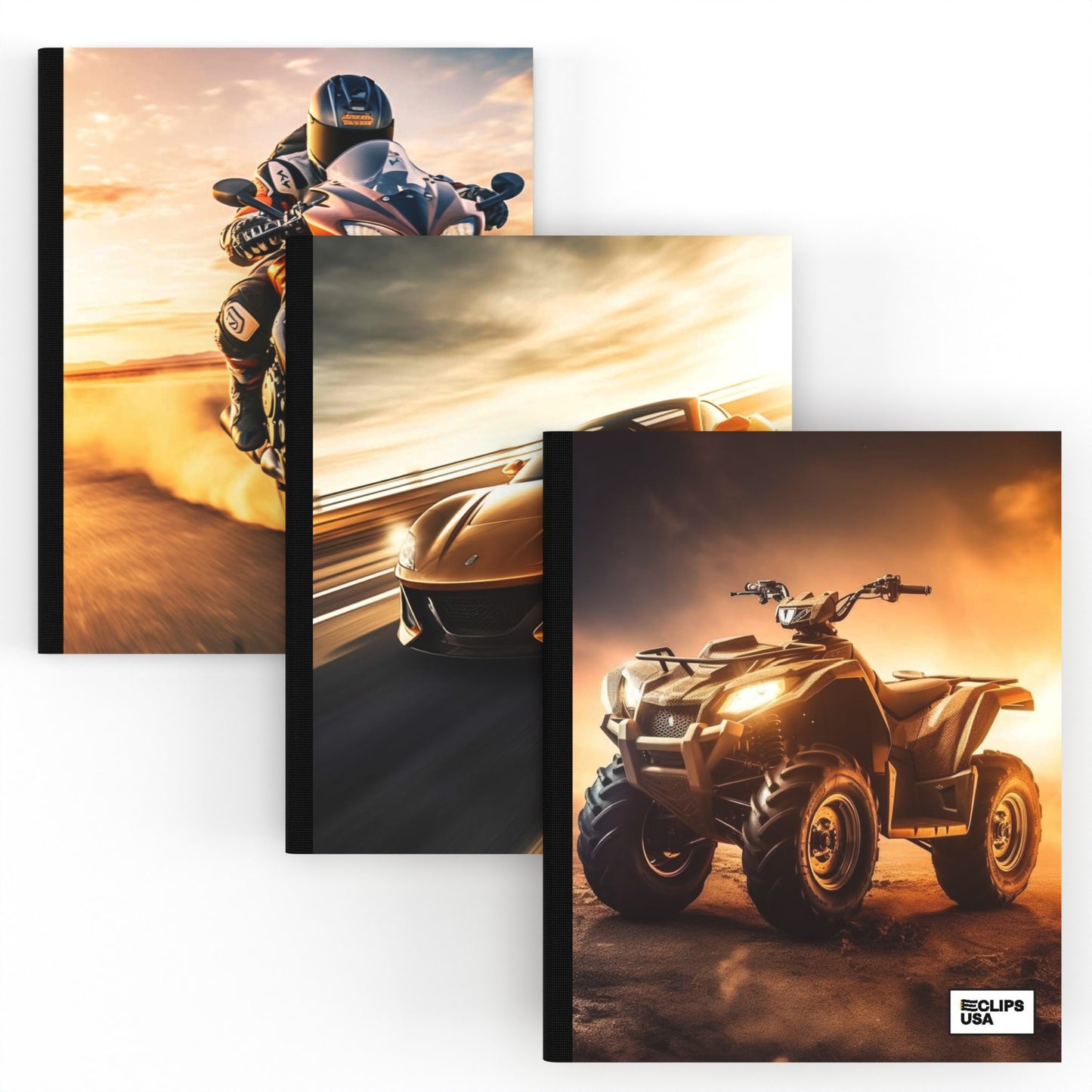 Cars & Motorcycle Composition Notebook - Assorted Design, Wide-ruled, 7.5 X 9.8 Inches, 100 Sheets