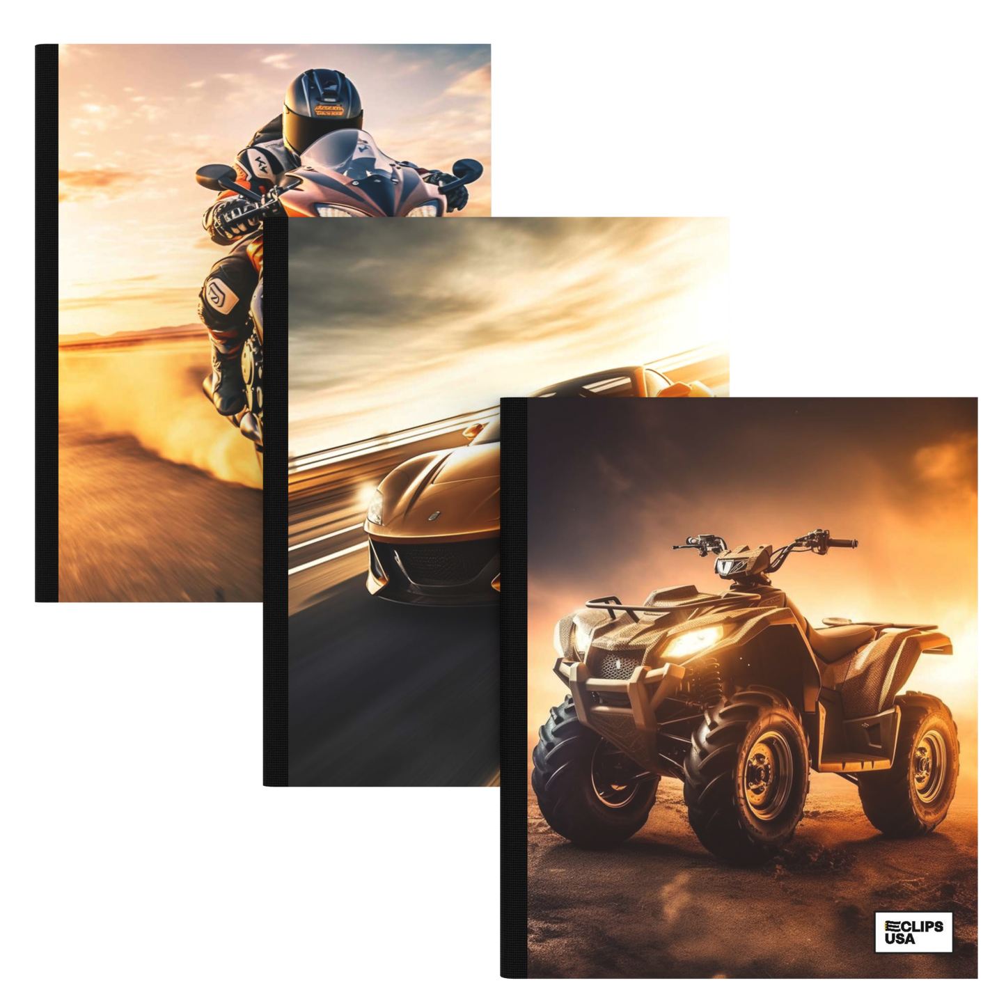 Cars & Motorcycle Composition Notebook - Assorted Design, Wide-ruled, 7.5 X 9.8 Inches (B5), 100 Sheets