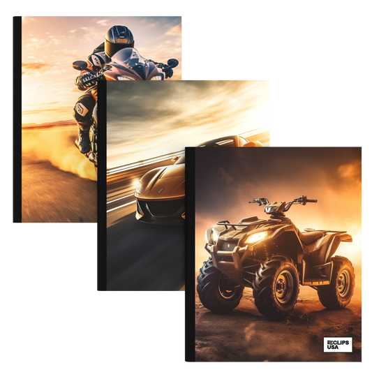 Cars & Motorcycle Composition Notebook - Assorted Design, Wide-ruled, 7.5 X 9.8 Inches (B5), 100 Sheets