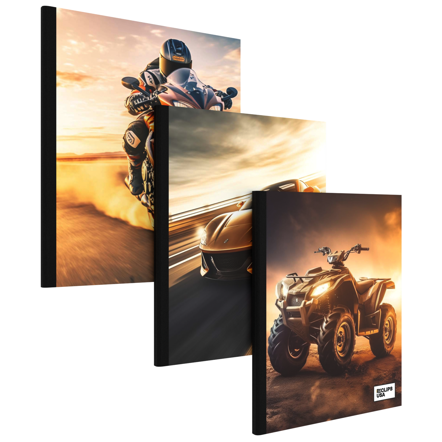 Cars & Motorcycle Composition Notebook - Assorted Design, Wide-ruled, 7.5 X 9.8 Inches (B5), 100 Sheets