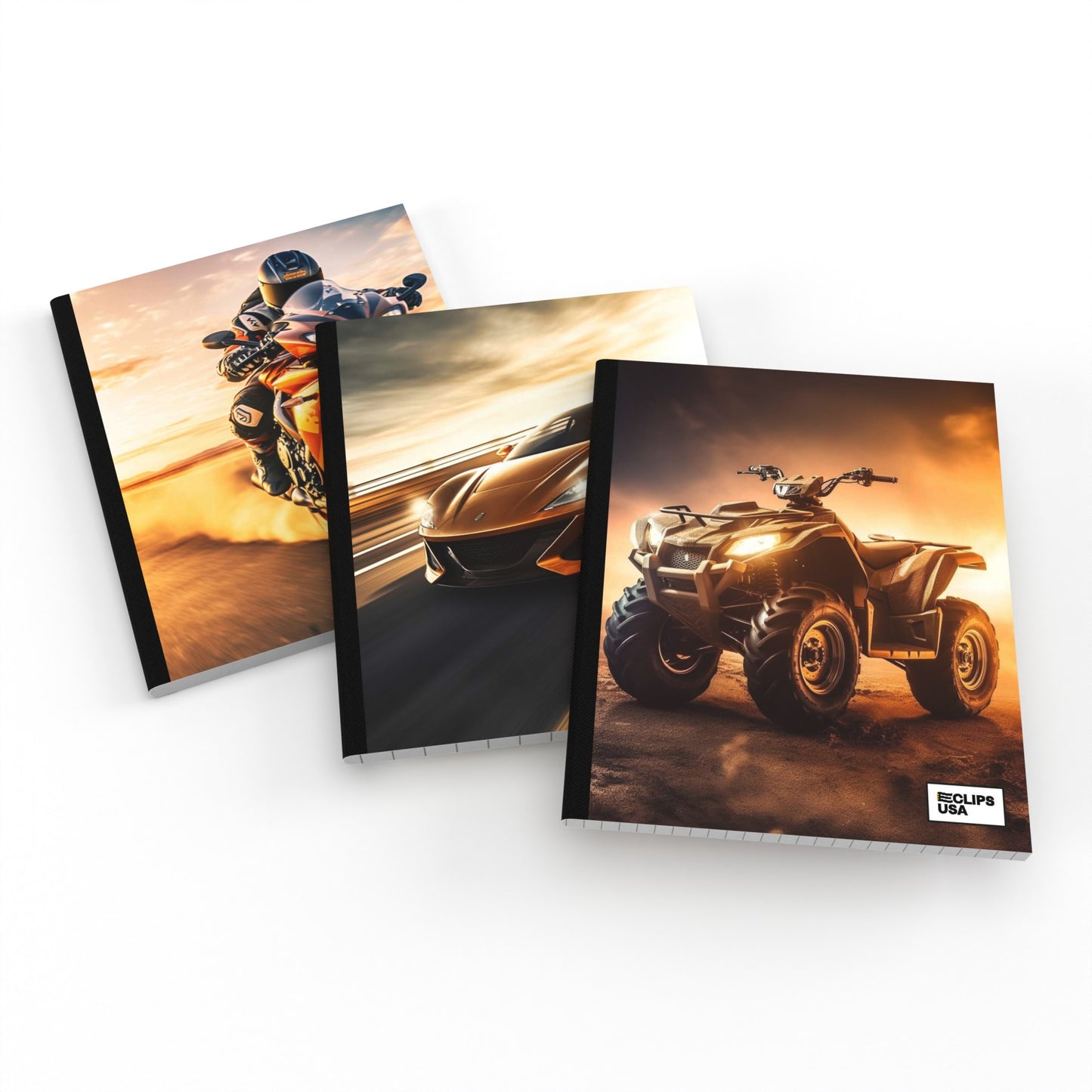 Cars & Motorcycle Composition Notebook - Assorted Design, Wide-ruled, 7.5 X 9.8 Inches (B5), 100 Sheets