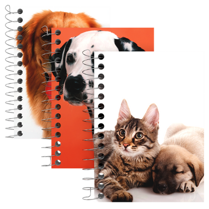 Spiral Fat Notebook:  Paper Cover - (Assorted Animal Design) 200 Sheets, 5.5 x 4 | Case Pack: 48