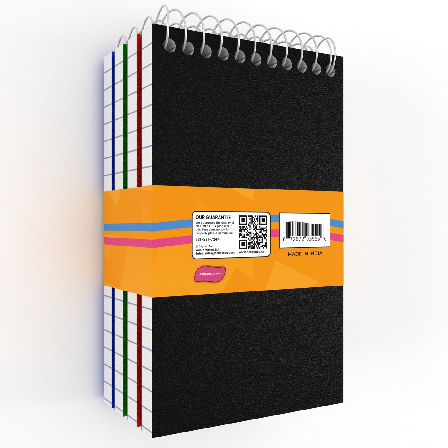 Pressboard Memo Pad - Top Spiral, 5 X 3 Inches, 320 (4 Pads Of 80) Sheets, Assorted Colors, 4 Pack