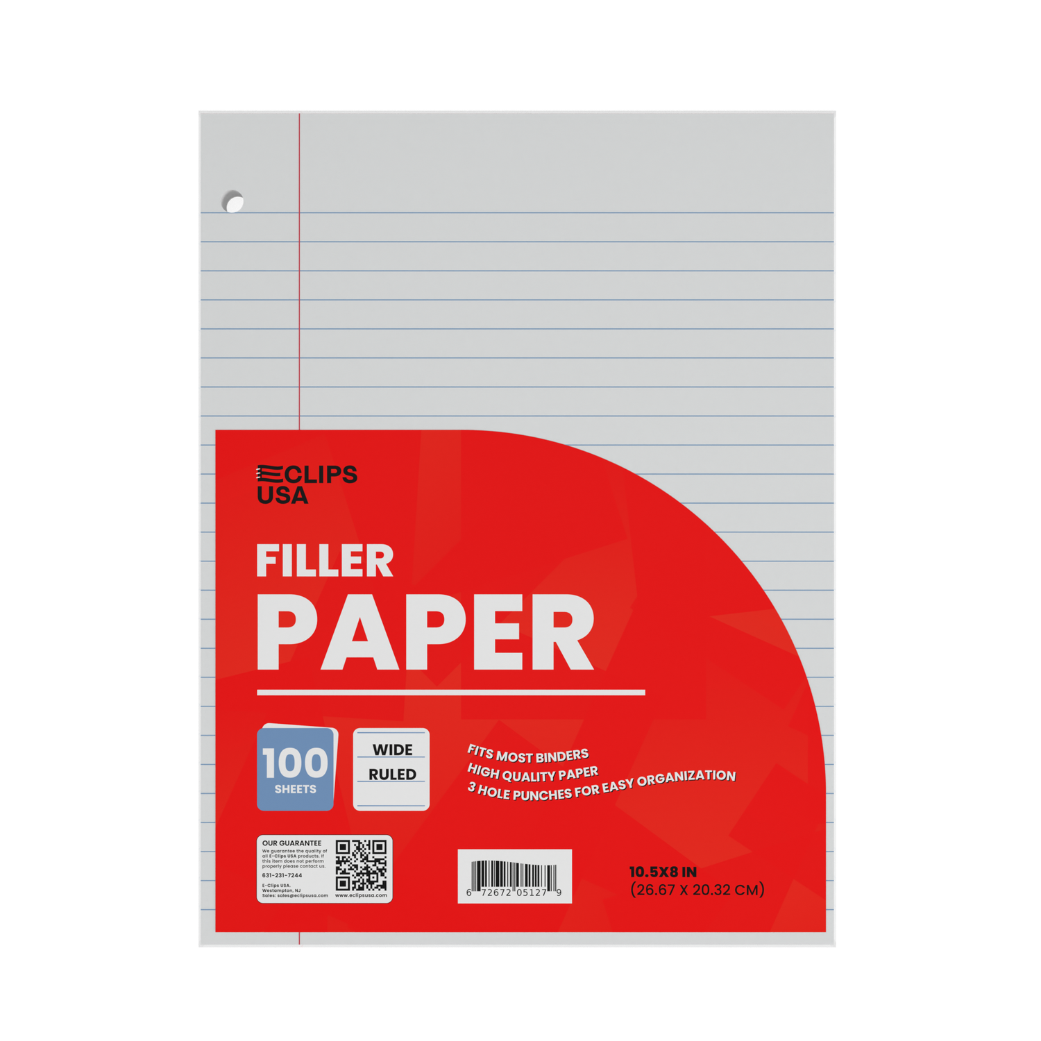 Front facing image of Wide-Ruled Filler Paper.