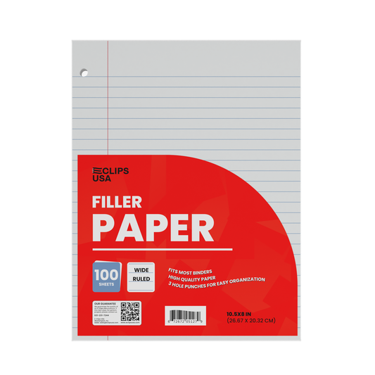 48 UNITS: Wide-Ruled Filler Paper - White Loose-leaf