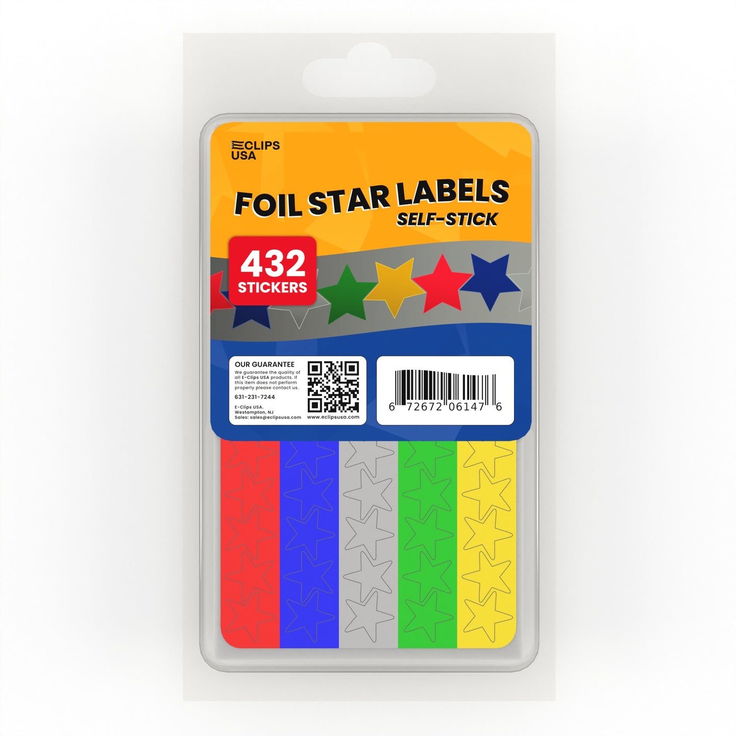 Foil Star Labels - Self-stick, 1/4 Inch Diameter, 432 Labels On Sheets, Assorted Colors