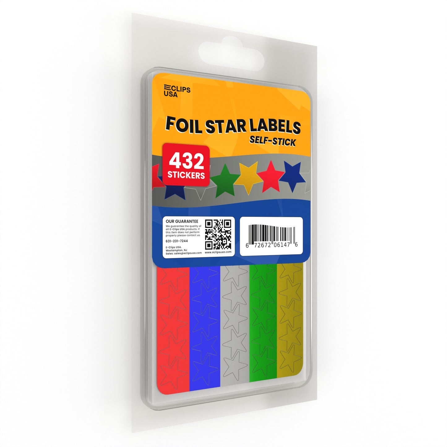 Foil Star Labels - Self-stick, 1/4 Inch Diameter, 432 Labels On Sheets, Assorted Colors