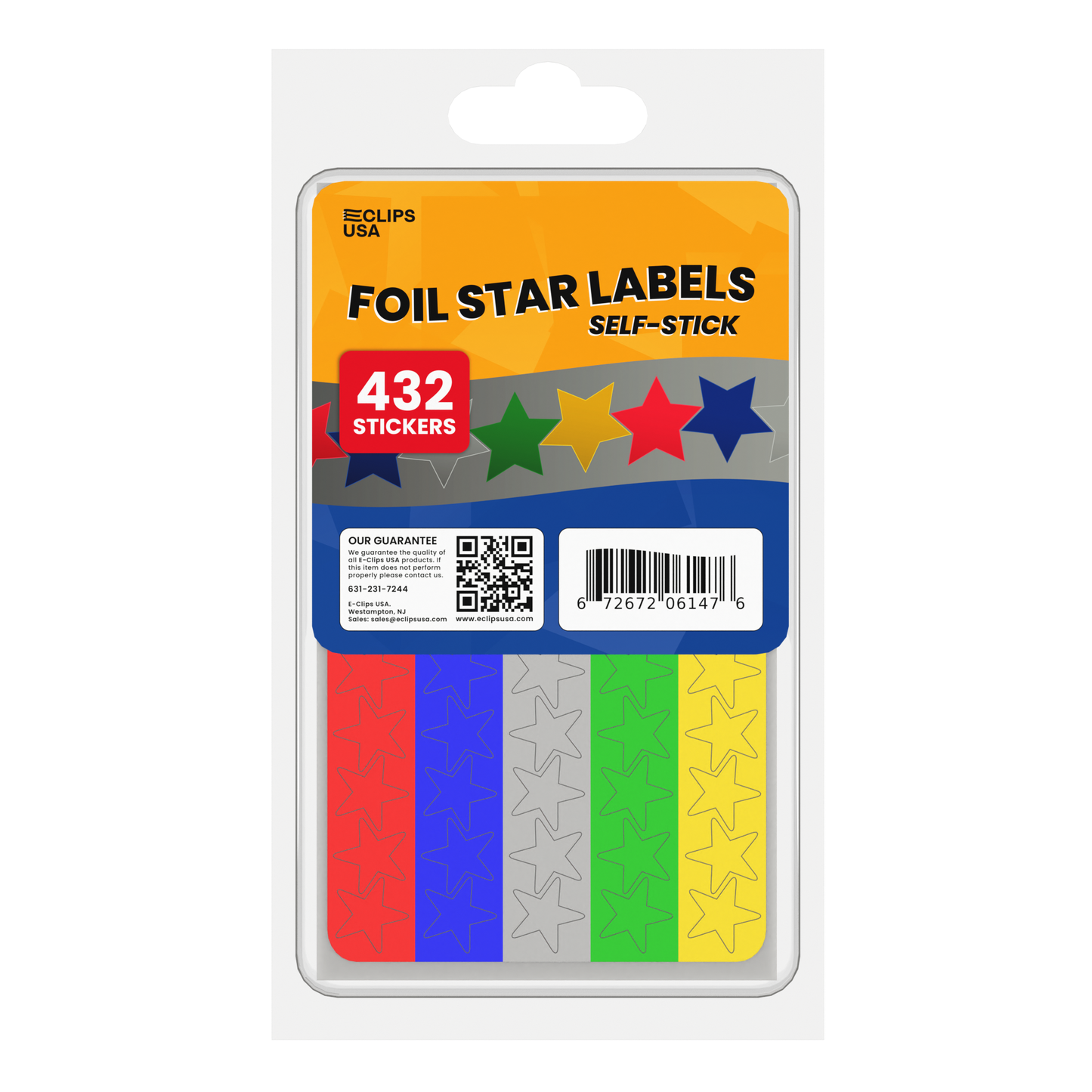 Foil Star Labels - Self-stick, 1/4 Inch Diameter, 432 Labels On Sheets, Assorted Colors