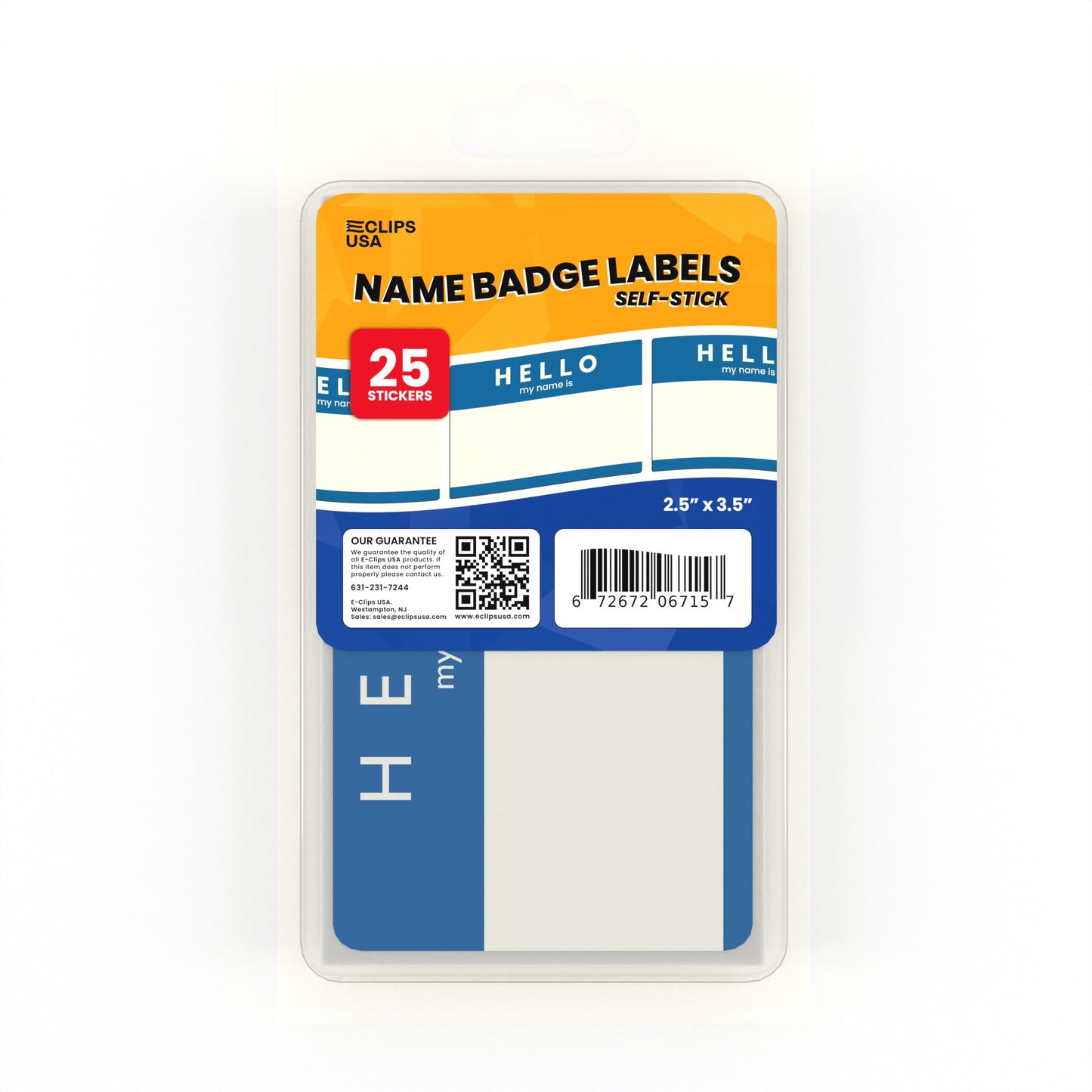 Name Badge Labels - Self-stick, 2.5 X 3.5 Inches, White, 25 Labels On Sheets