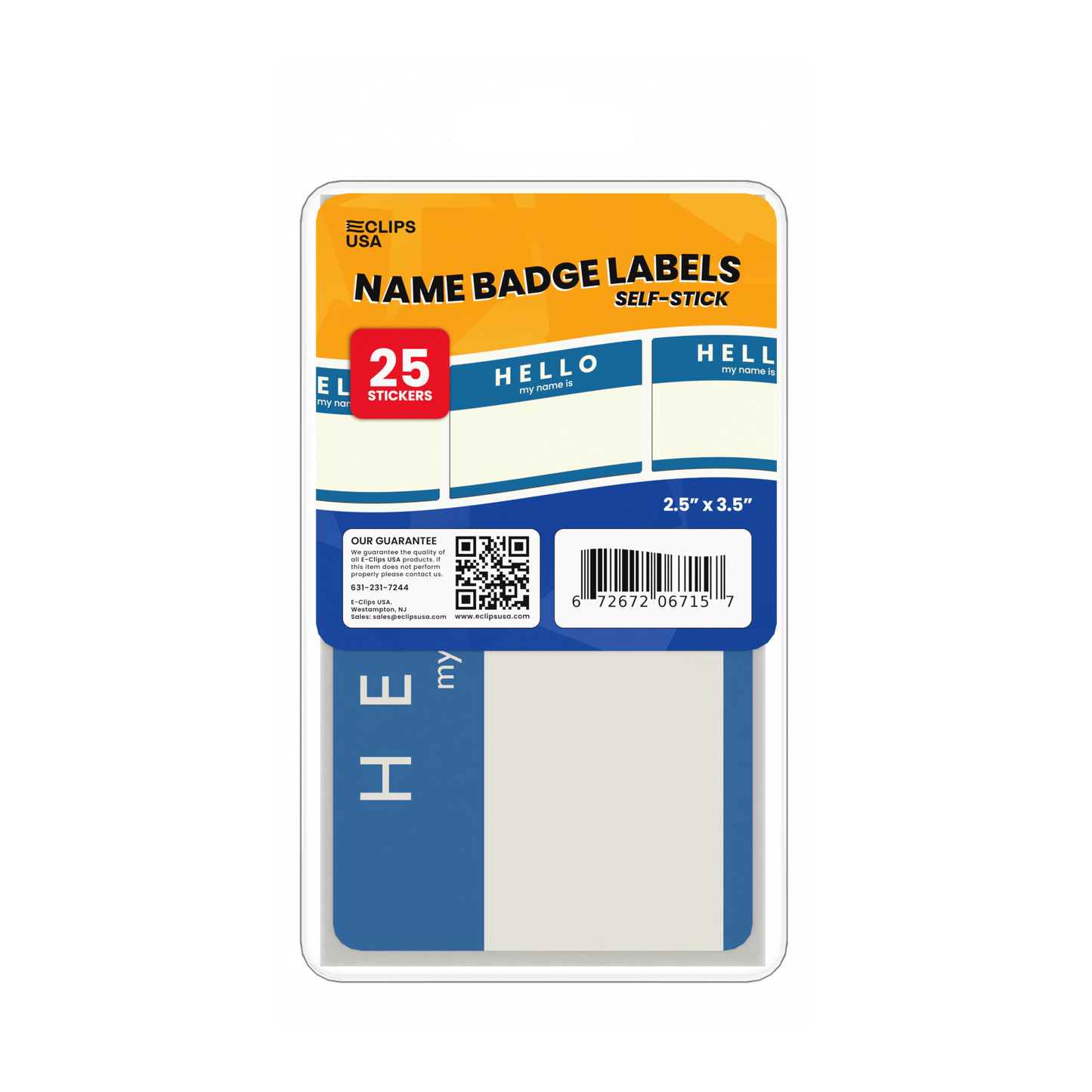 Name Badge Labels - Self-stick, 2.5 X 3.5 Inches, White, 25 Labels On Sheets