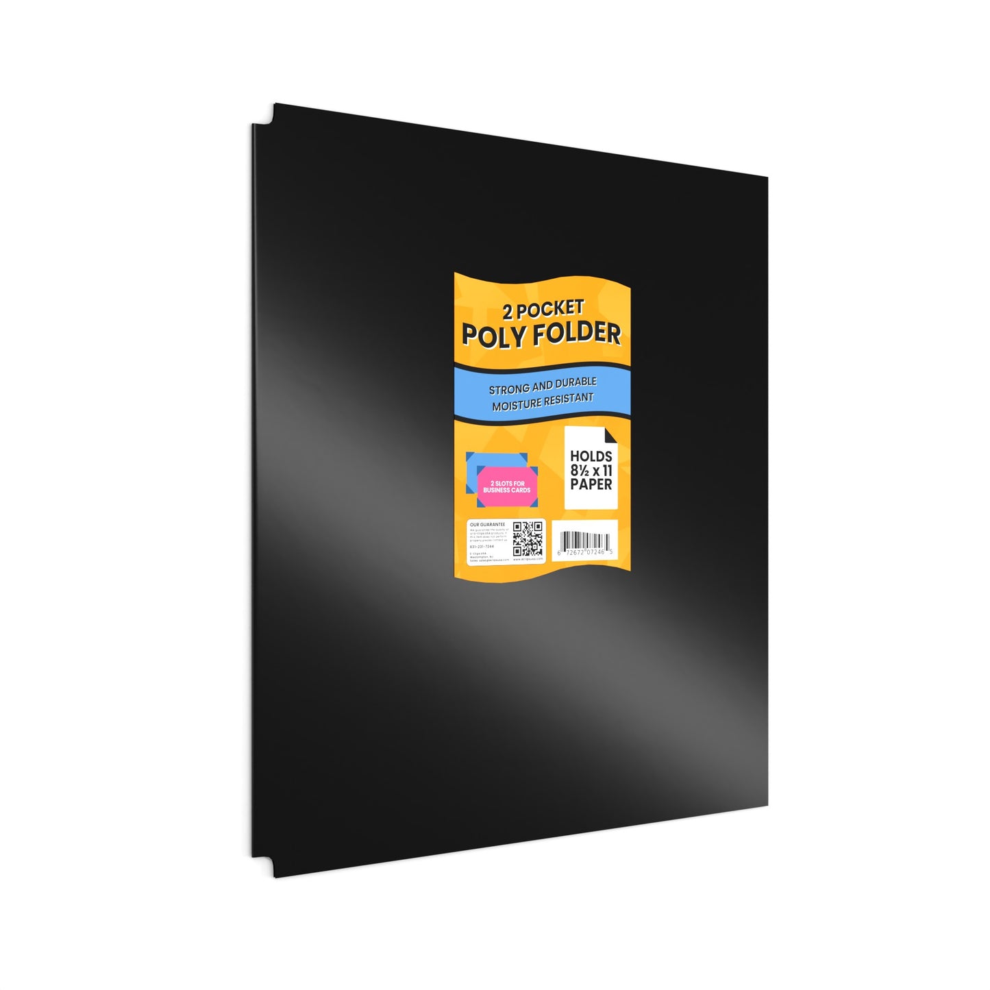 Black Poly Pocket Folders: 2 Pockets, 8.5 x 11, Case of 48 Packs