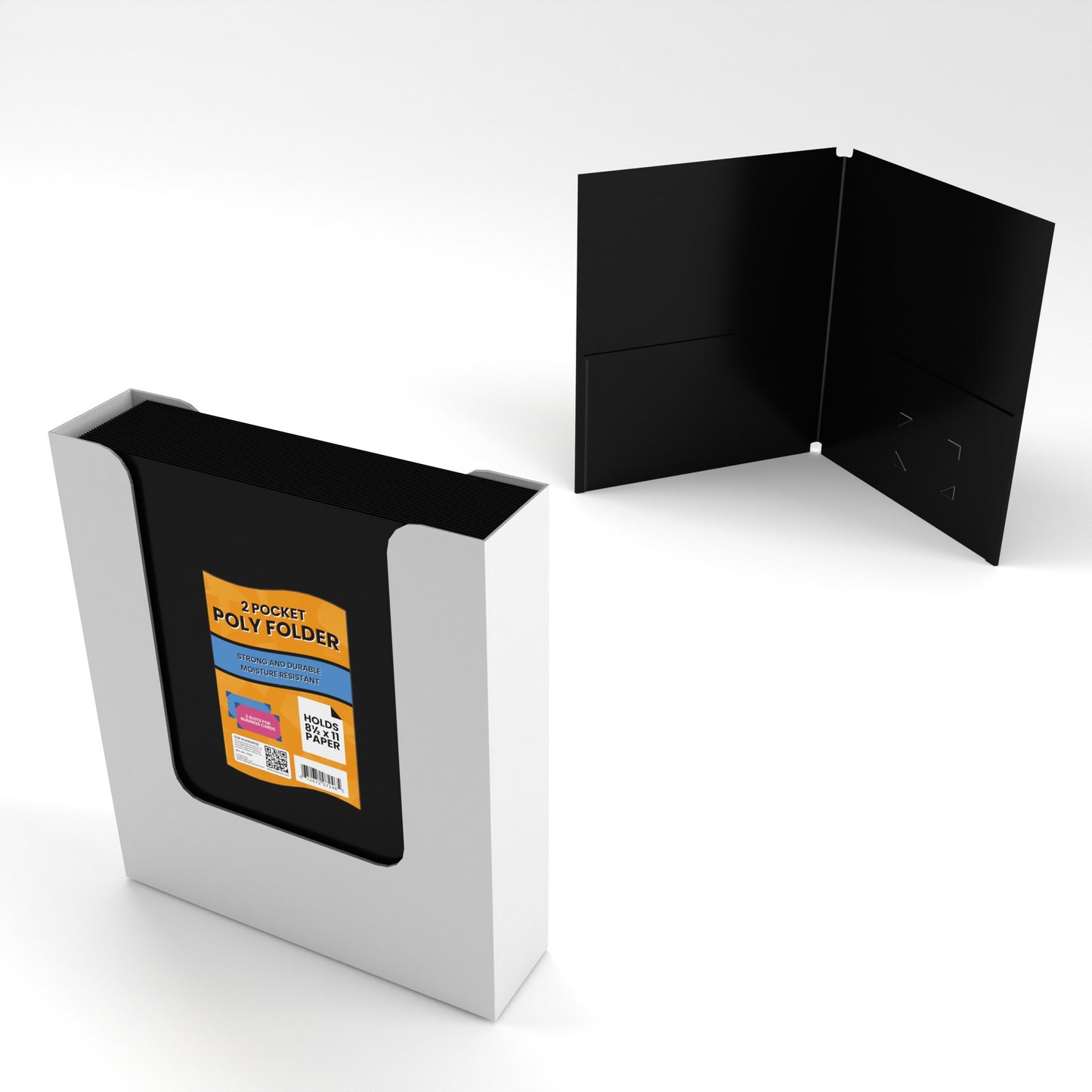 Black Poly Pocket Folders: 2 Pockets, 8.5 x 11, Case of 48 Packs