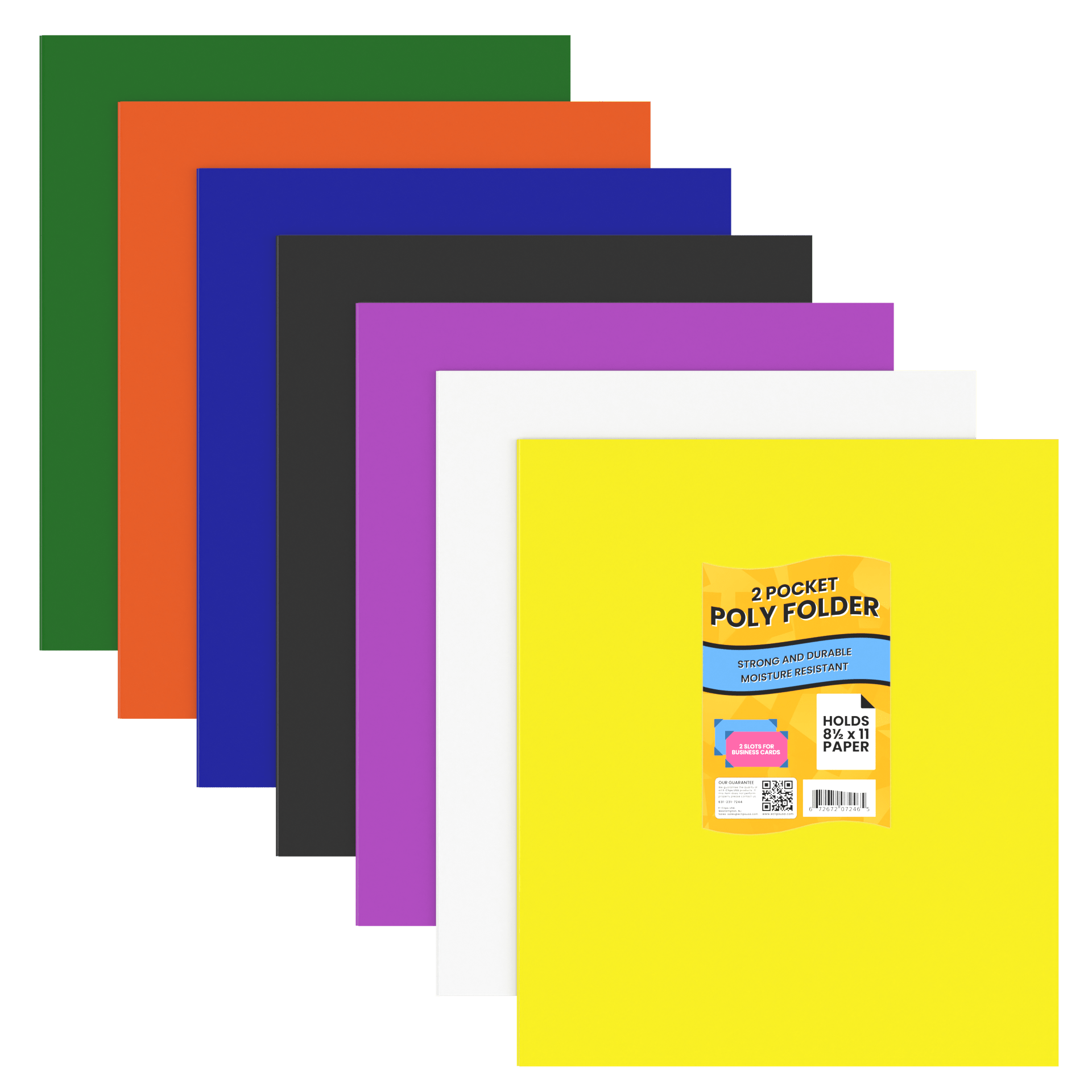 48 Units: E-Clips USA Poly Pocket Folders