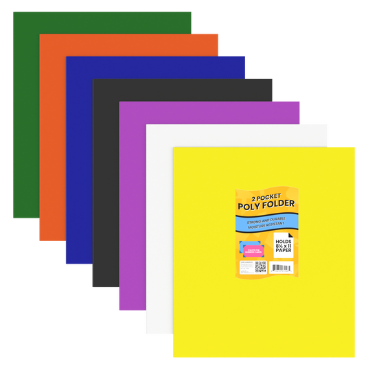 48 FOLDERS: Poly Pocket Folders - 2-pockets With Business Card Slots