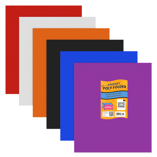 Ultra Poly Folders:  (Assorted Colors) No Holes, 2 Pocket | Case Pack: 48