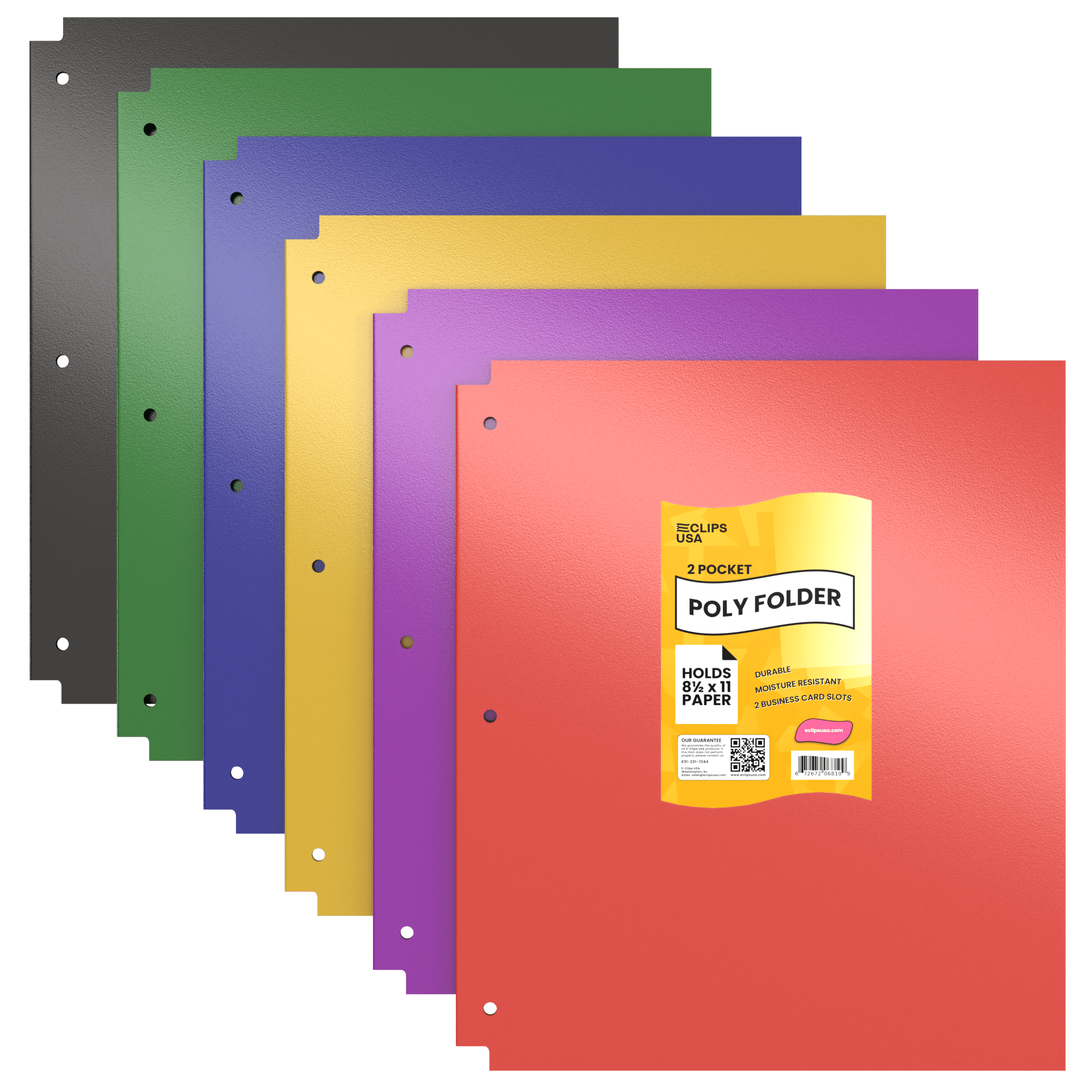 48 Units: E-Clips USA Poly Pocket Binder Folders
