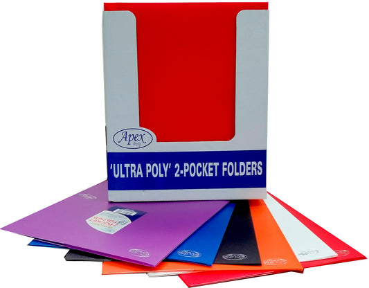 06877: Assorted Colors Ultra Poly Folders with 3 Holes