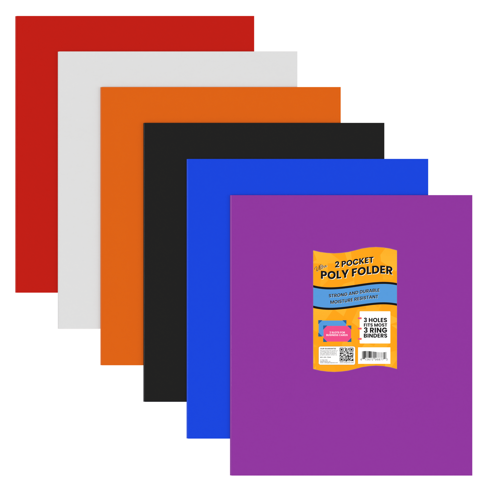 48 Units: E-Clips USA Ultra Poly Pocket Binder Folders