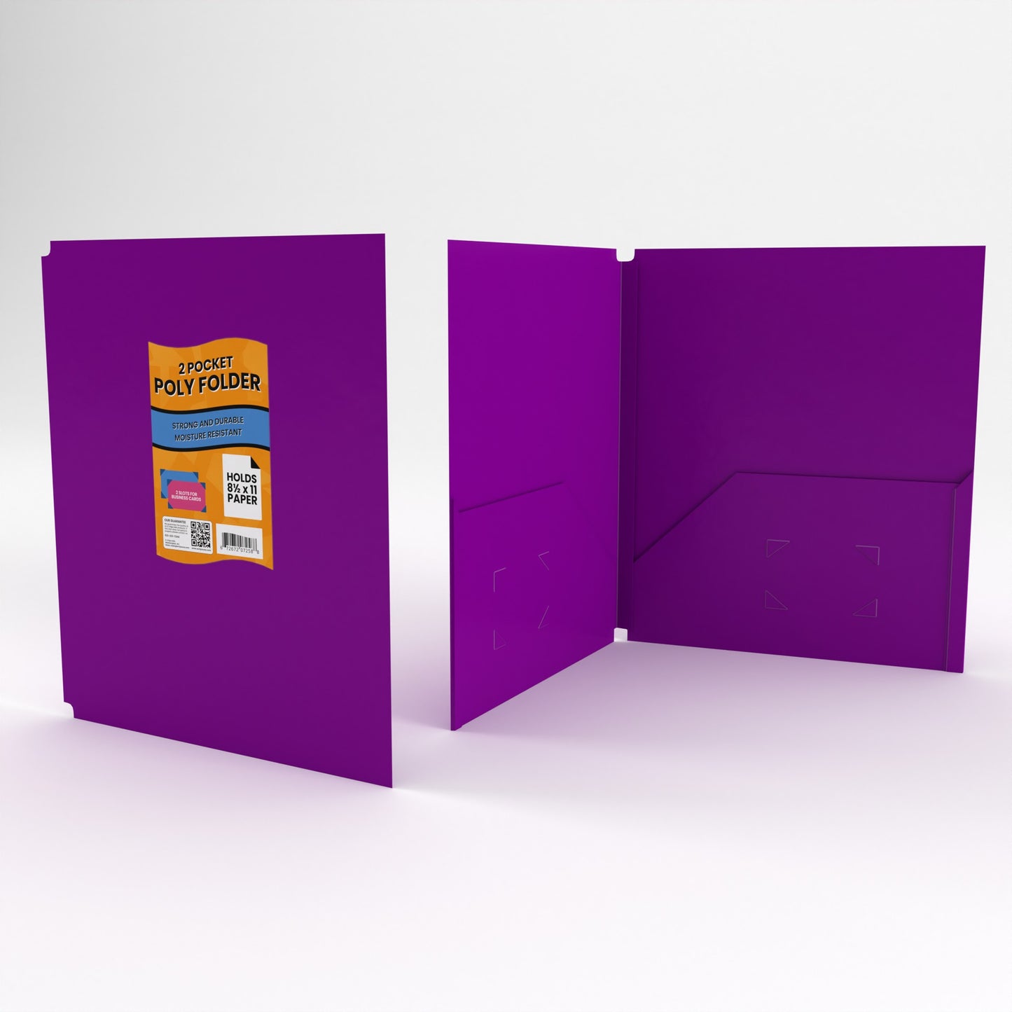 Purple Poly Pocket Binder Folder - 2-pockets With Business Card Slots, Fits Standard 3-Ring Binder