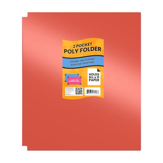 Red Poly Pocket Folder - 2-pockets With Business Card Slots