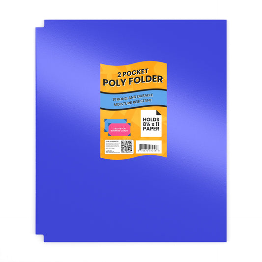 Navy Poly Pocket Folders - 2-pockets With Business Card Slots