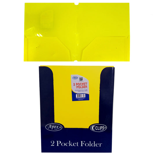 07224:  Yellow Matte Poly Folders, No Holes