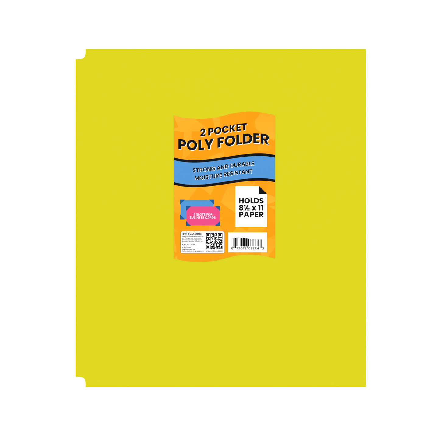 Yellow Poly Pocket Folder - 2-pockets With Business Card Slots