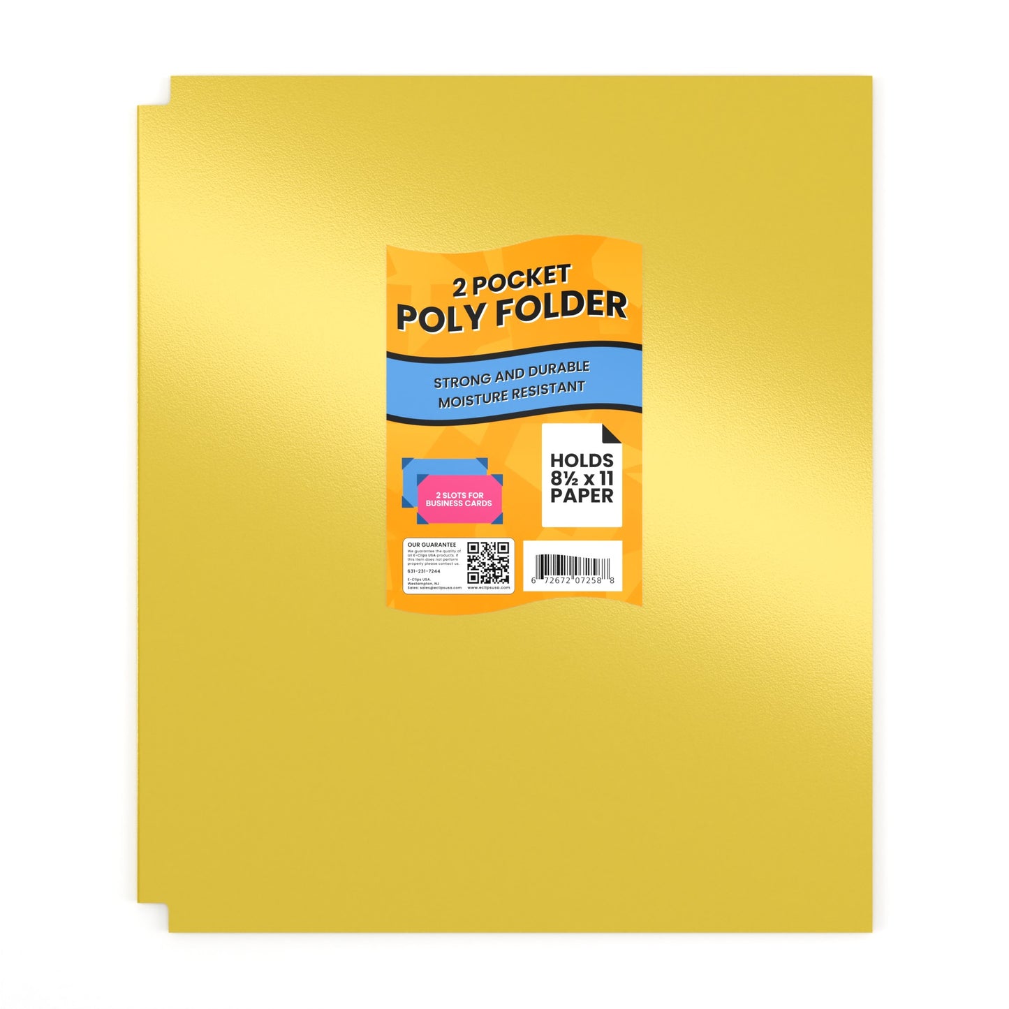 Front facing image of Yellow Poly Pocket Folder.