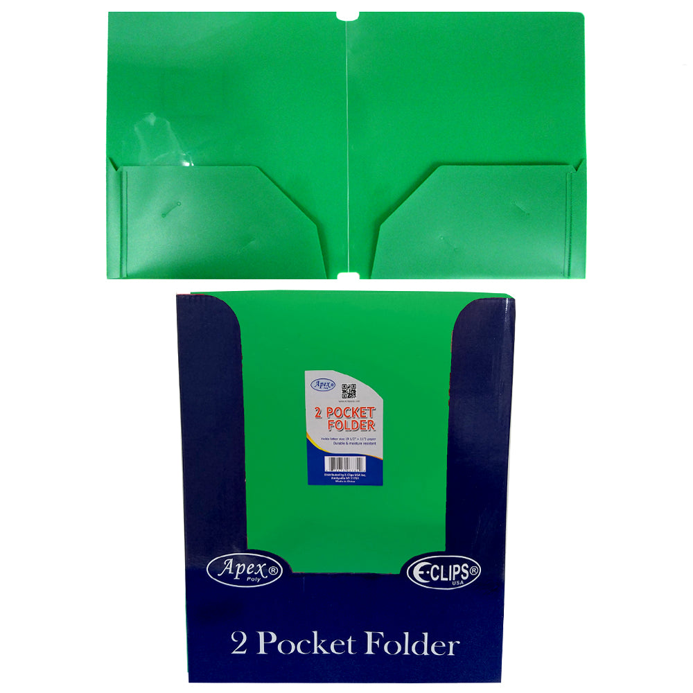 07235: Green Poly Folders, No Holes