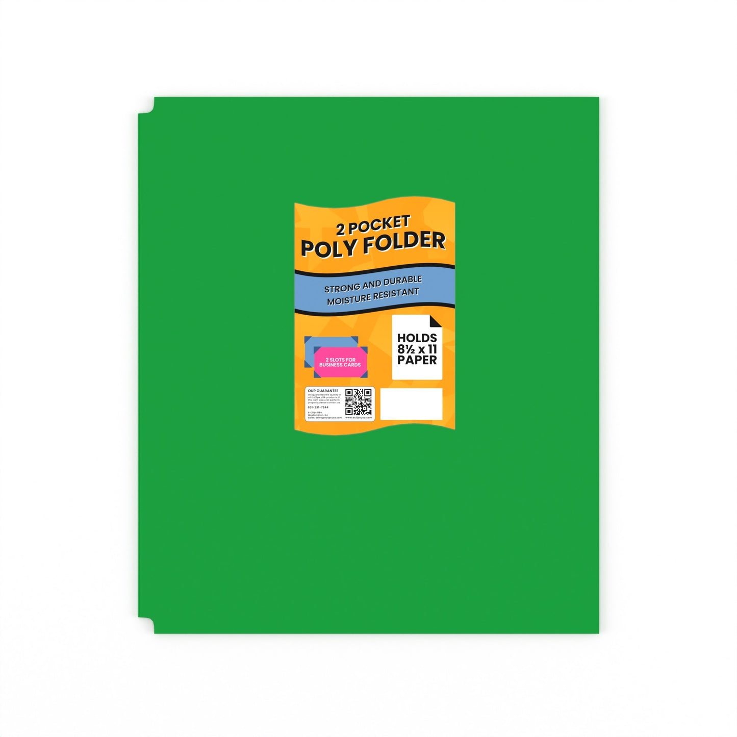 Green Poly Pocket Folder - 2-pockets With Business Card Slots