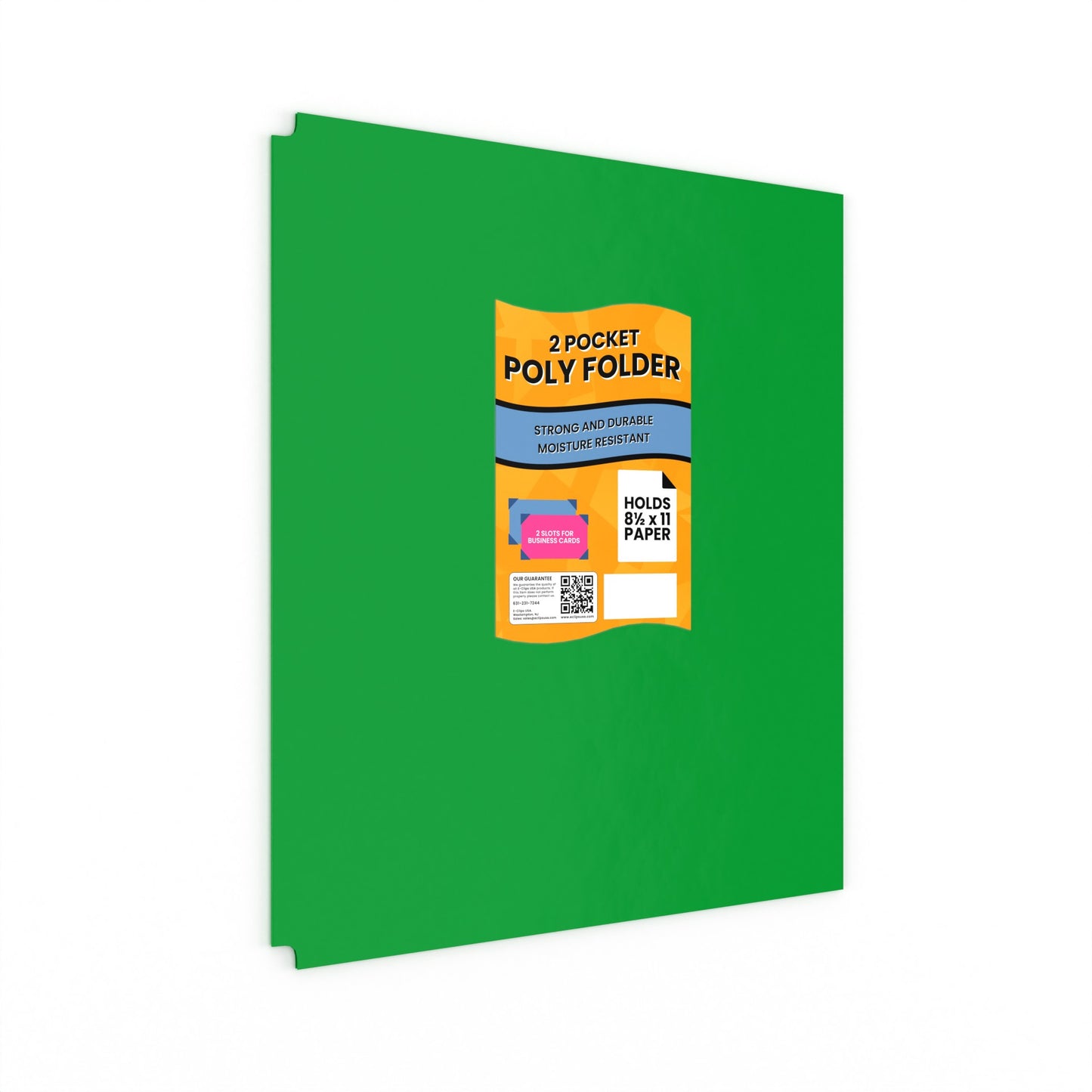 Green Poly Pocket Folder - 2-pockets With Business Card Slots