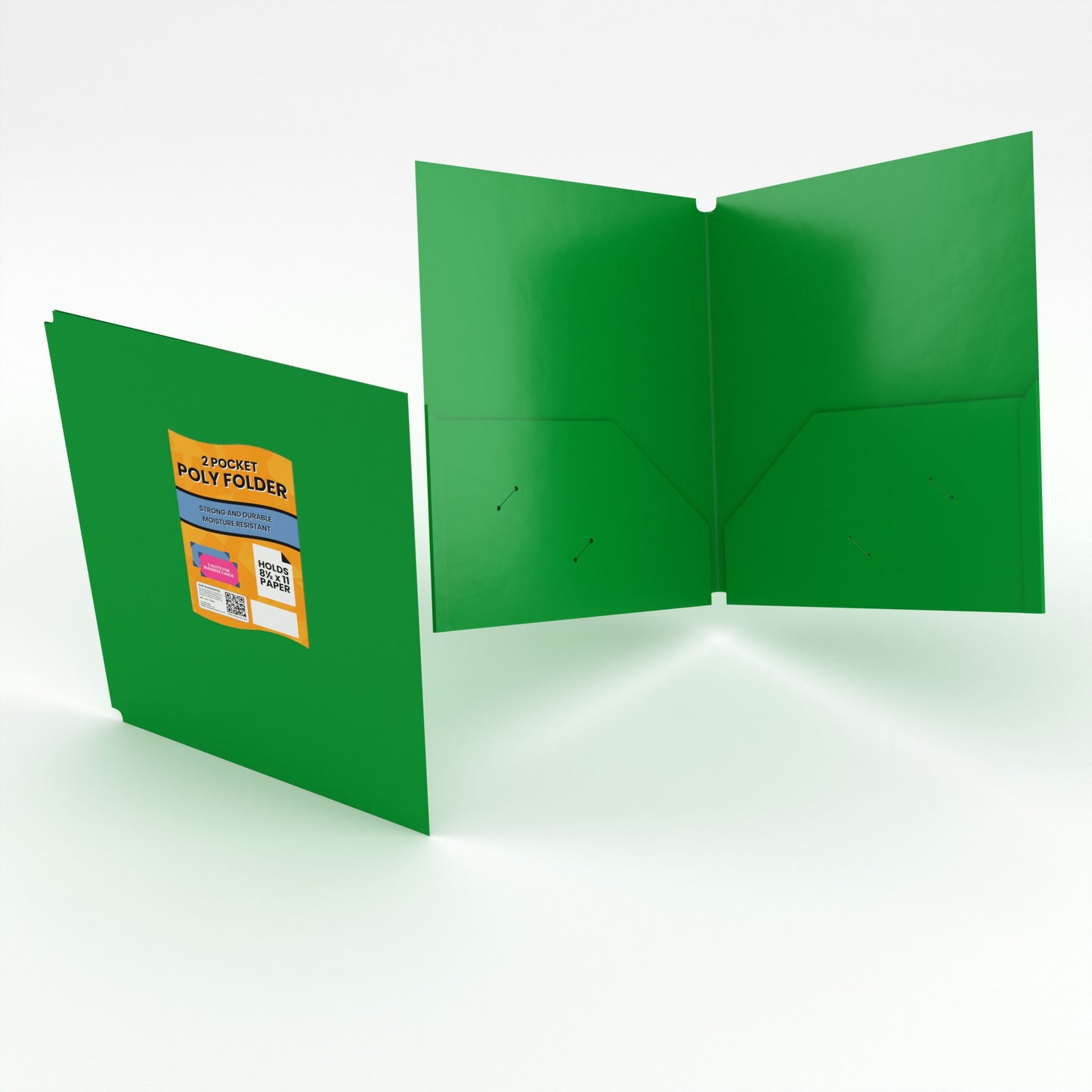 Green Poly Pocket Folder - 2-pockets With Business Card Slots